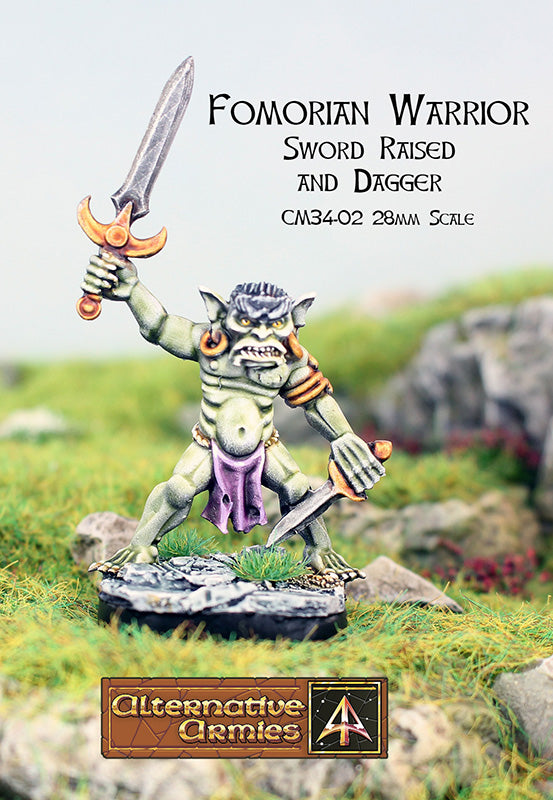 CM34-02 Fomorian Warrior sword raised and dagger