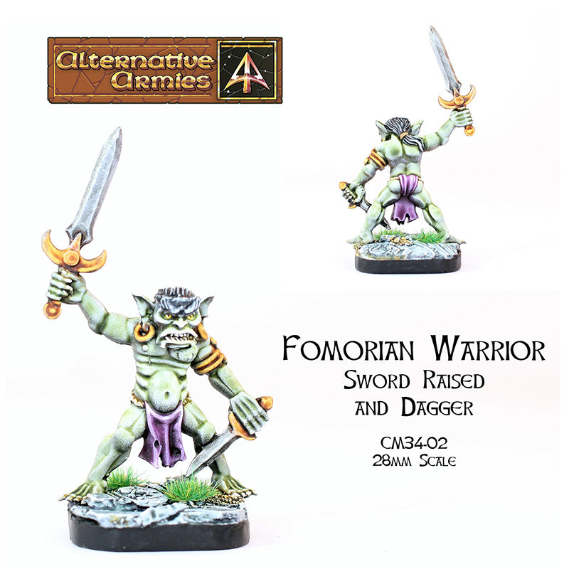 CM34-02 Fomorian Warrior sword raised and dagger
