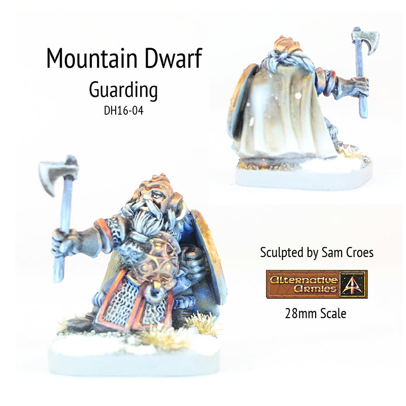 DH16-04 Mountain Dwarf in armour and helm guarding