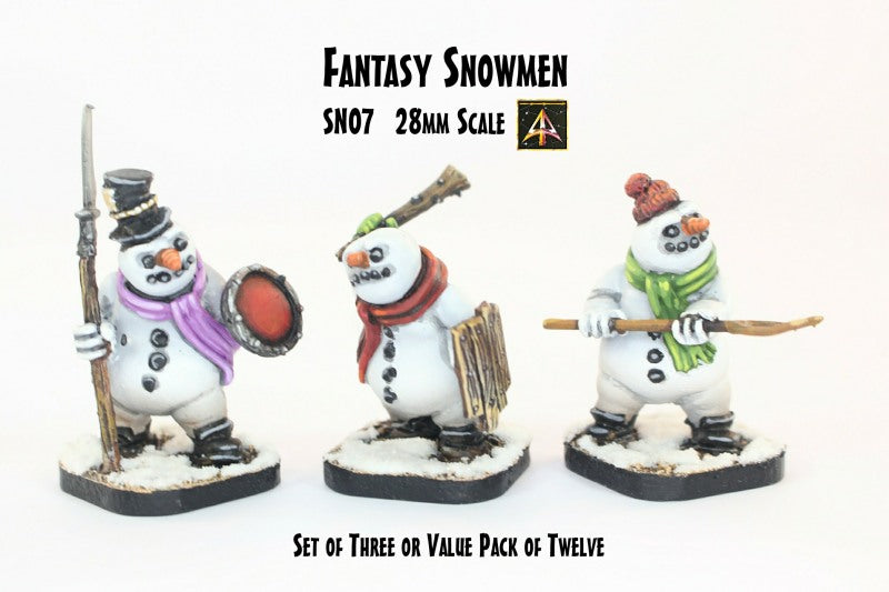 SN07 Fantasy Snowmen (28mm scale) (3 Pack or Value Set of 12 with Saving)