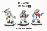 SN10 Sci-fi Snowmen (28mm scale) (3 Pack or Value Set of 12 with Saving)