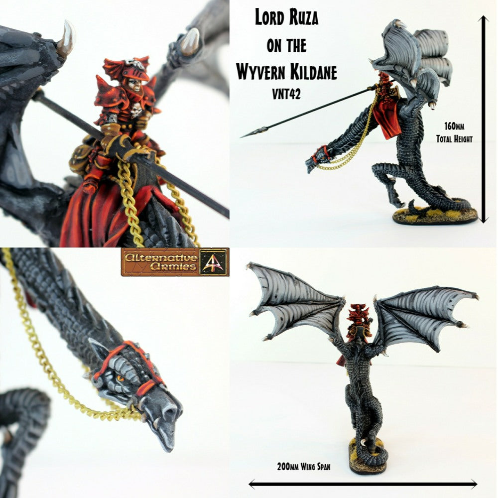 VNT42 Lord Ruza with lance on Great Wyvern Kildane - 200mm Wingspan!