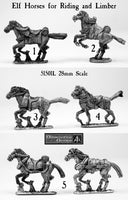 51501L Elf Horses for Riding and Limber 28mm scale