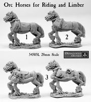 54505L Orc Horses for Riding for Command and Limber 28mm scale
