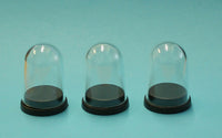 Clear Plastic Miniature Display Domes: 30mm Black Base x 40mm height (Pack of 3)