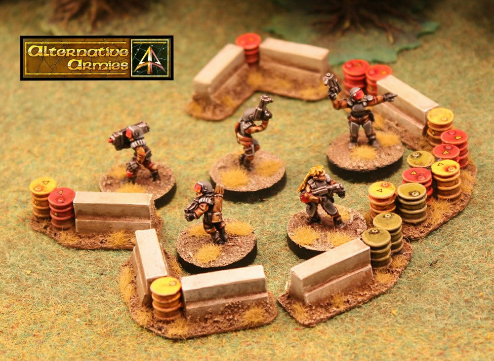 FMS06 Concrete Barriers and Barrels (Set of Six Pieces or Singles)