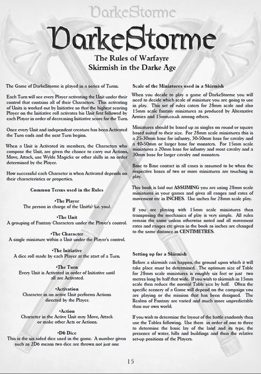 DarkeStorme Fantasy Skirmish Rules - Digital Paid Download