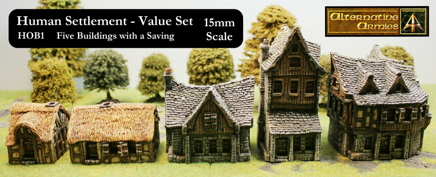 HOB1 15mm Human Starter Saver Settlement (5 Buildings)