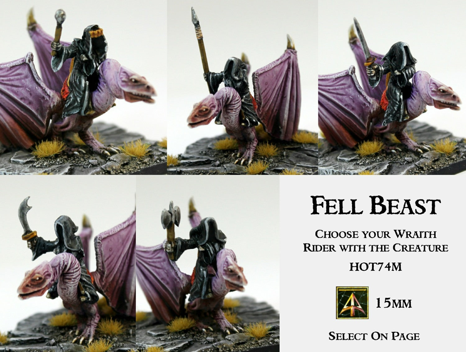 HOT74M Fell Beast with Rider (choose from five different Wraith riders)