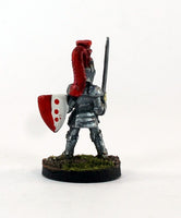 PTDCA4-01: A noble Knight in plumed helm and plate with Sword and Shield.