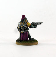 PTD IA074 Retained Knight Errant with Impact Fist - Gun-Metal Armour and Magenta Cloak  (1)