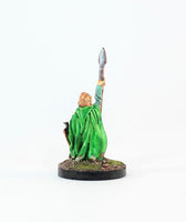 PTD CE1-05: Elf in cloak with raised Spear and Shield.