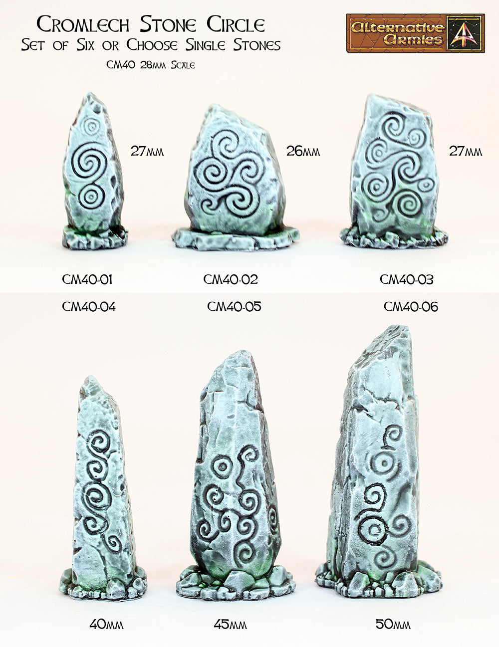 CM40 Cromlech Stone Circle (Scatter Scenics) (Set of Six or Choose Singles)