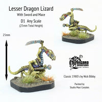 D1 Lesser Dragon Lizard with Sword and Mace