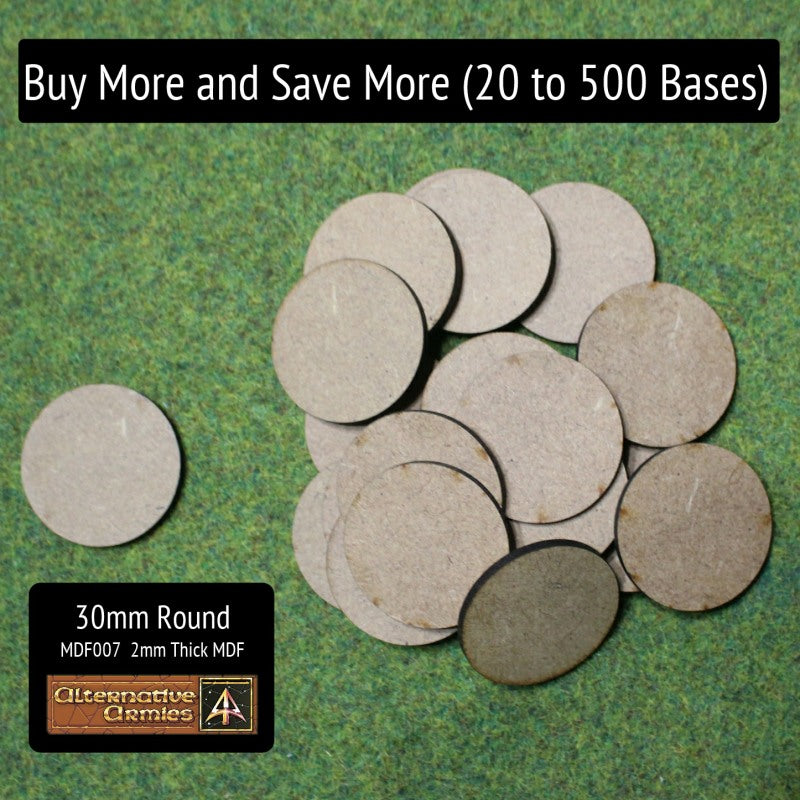 MDF007 30mm Round - Buy More and Save More (20 to 500 bases)