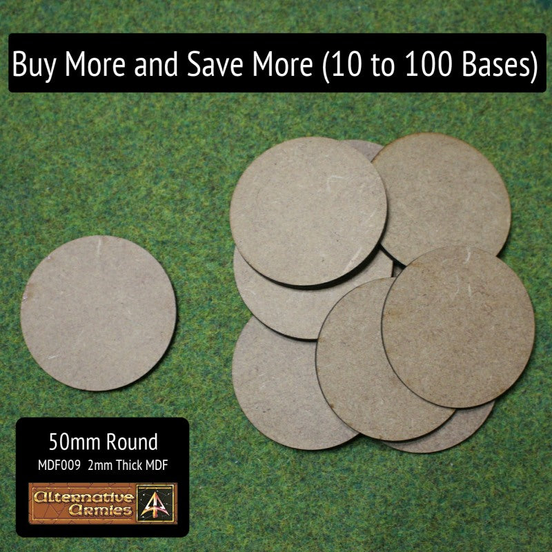 MDF009 50mm Round – Buy More Save More (10 to 100 bases)