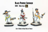 SN08 Black Powder Snowmen (28mm Scale) (3 Pack or Value Set of 12 with Saving)