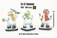 SN10 Sci-fi Snowmen (28mm scale) (3 Pack or Value Set of 12 with Saving)