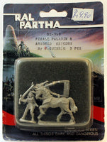 Ral Partha 02-969 Female Paladin & Armoured Unicorn: All Things Dark and Dangerous- 3 Pieces Sealed Vintage1980s