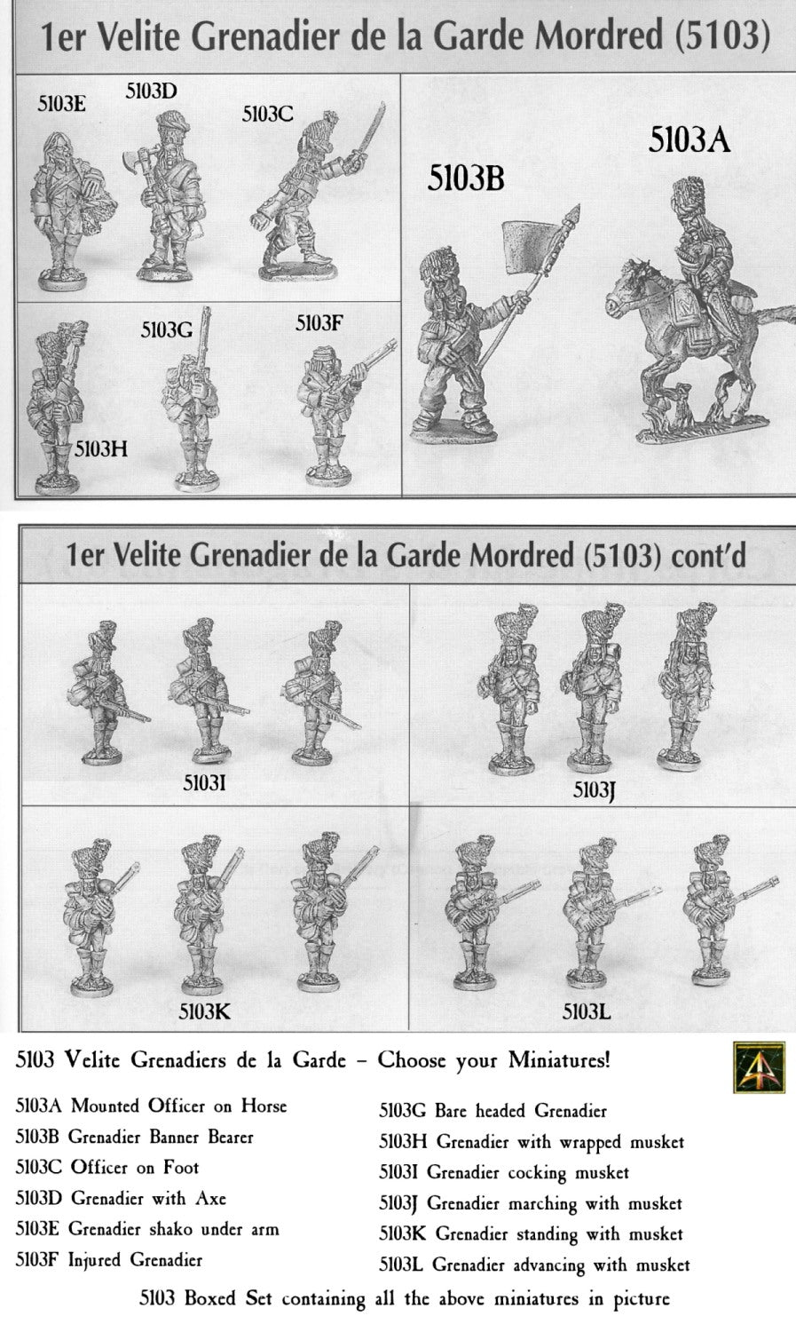5103 1er Velite Grenadiers de la Garde Mordred - Full Set or Choose your Miniatures