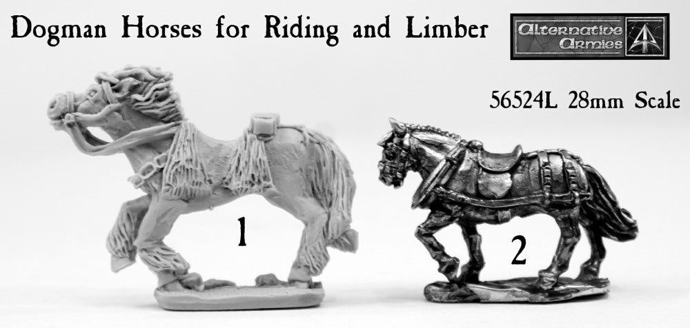 56524L Dogman Horses for Riding and Limber 28mm scale