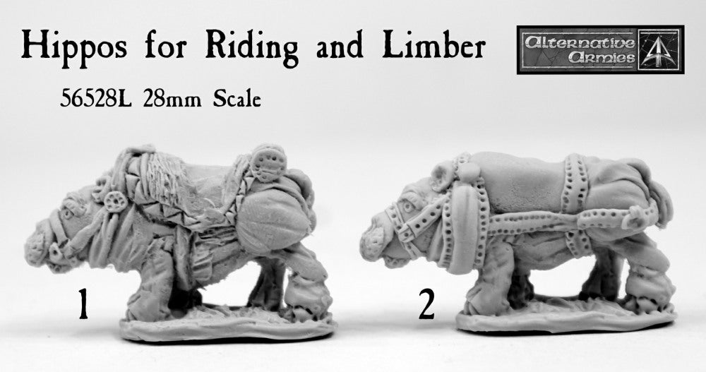 56528L Hippos for Riding and Limber 28mm scale