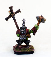 PTD OH29-02: Mountain Orc standard bearer with stone axe