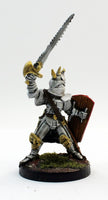 PTDCA3-02: Plate Armoured Evil Female with serrated Sword and Shield.