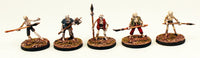 VNT15 Skeleton Polearms 28mm Pro-Painted Fantasy-5 Miniatures Set-30mm Resin Bases-Ready to Ship