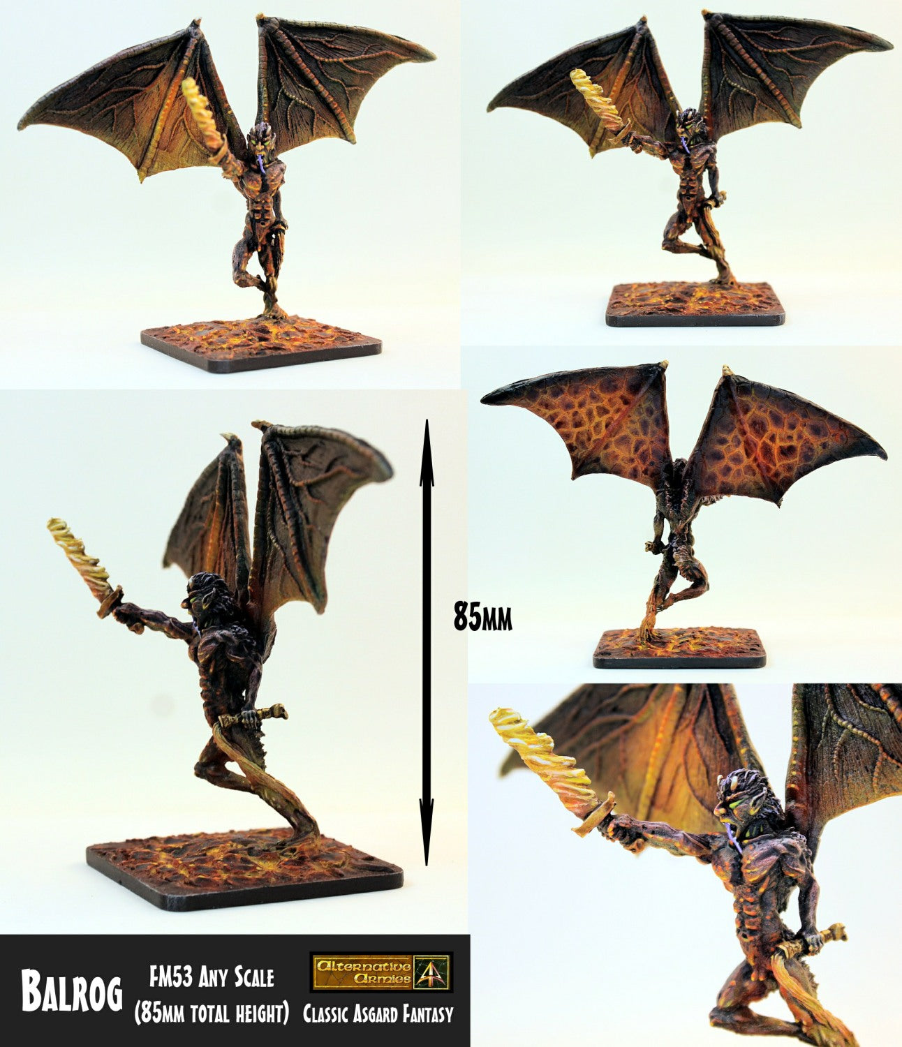 FM53 Balrog (85mm total height) - Great for any scale gaming