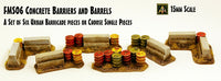 FMS06 Concrete Barriers and Barrels (Set of Six Pieces or Singles)