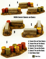 FMS06 Concrete Barriers and Barrels (Set of Six Pieces or Singles)