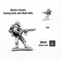 IA049 Muster Private leaning back with Moth Rifle