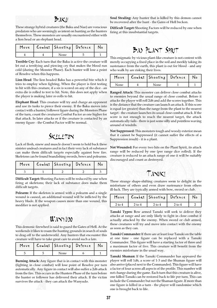Sengoku Monster Hunter Wargame Rules - Digital Paid Download